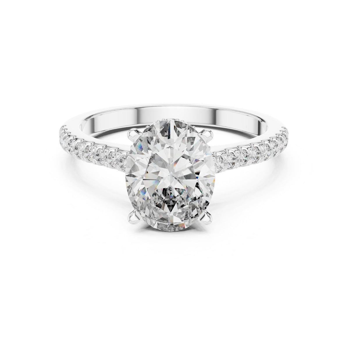 Oval Pave Lab Grown Diamond Engagement Ring