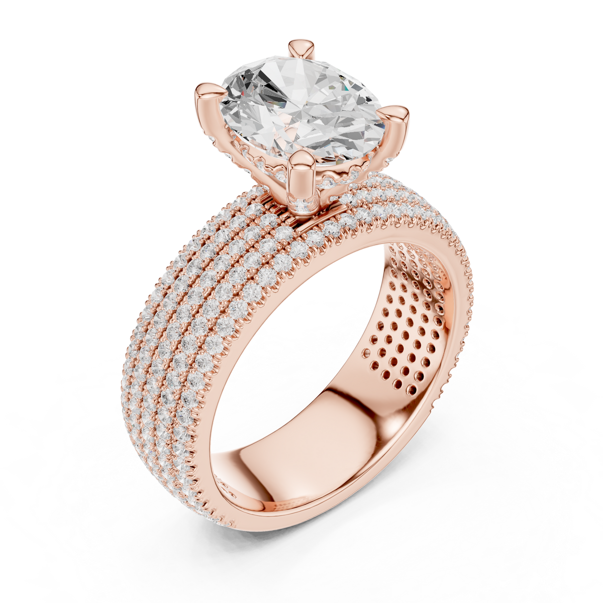 Oval Pave Lab Grown Diamond Engagement Ring