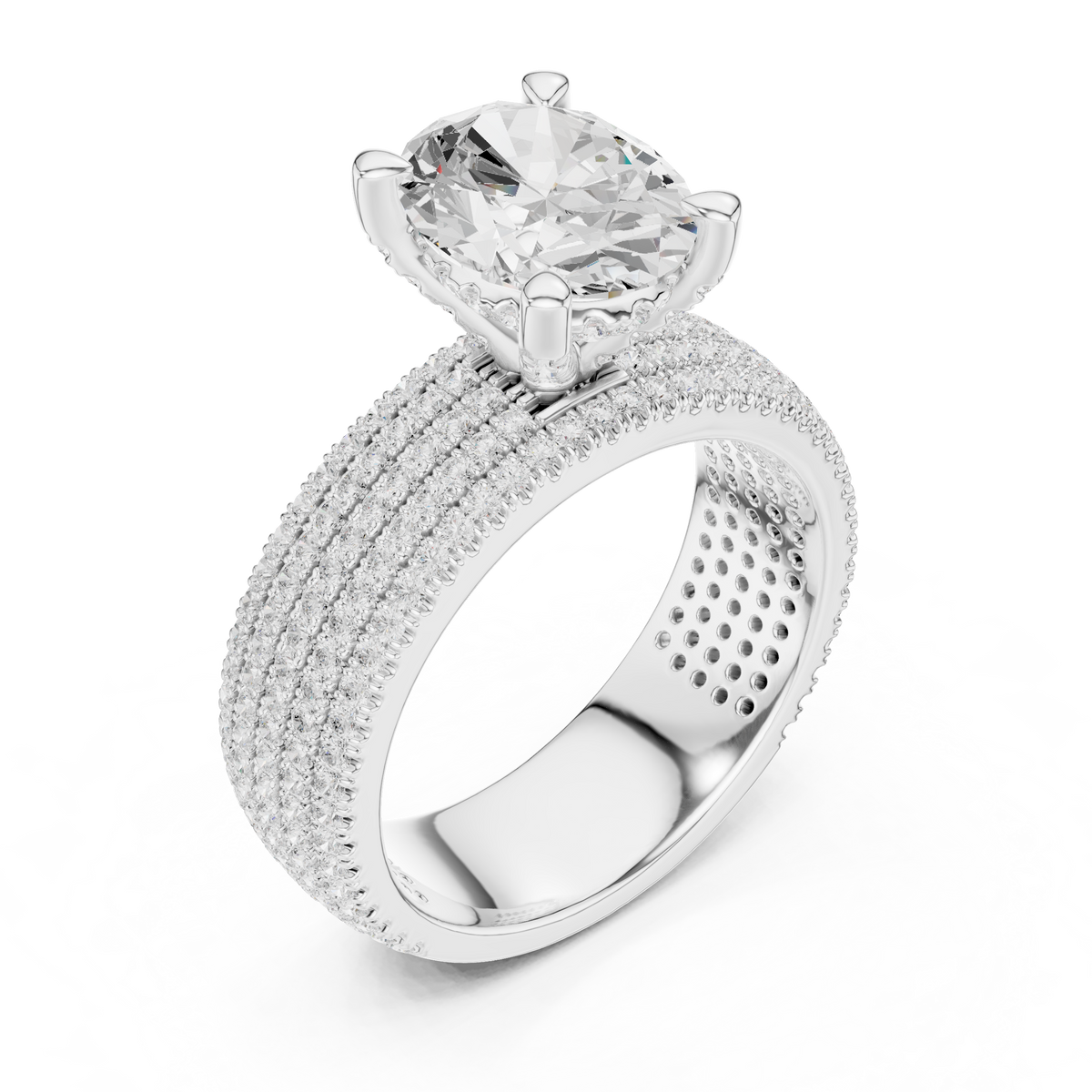 Oval Pave Lab Grown Diamond Engagement Ring