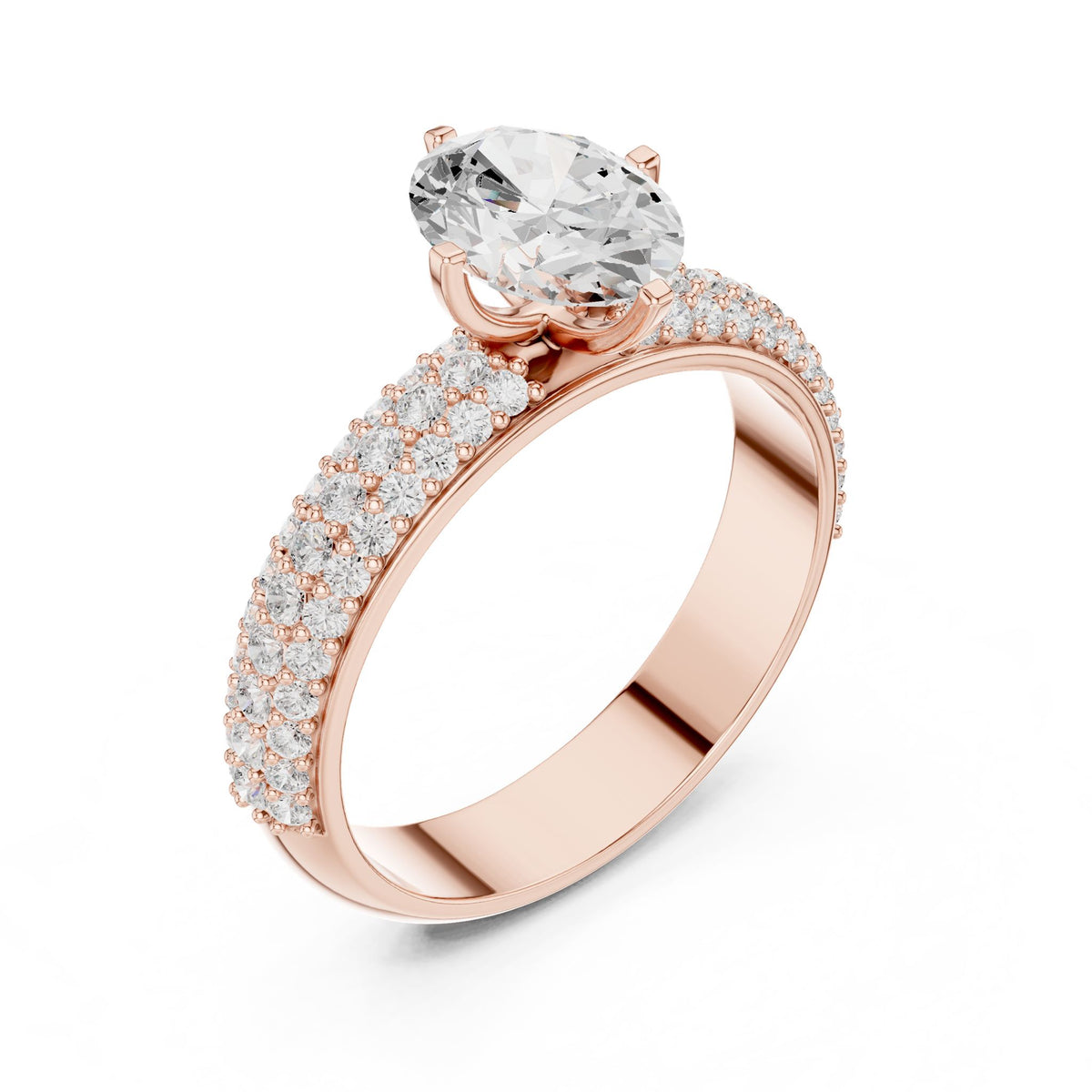 Oval Pave Lab Grown Diamond Engagement Ring