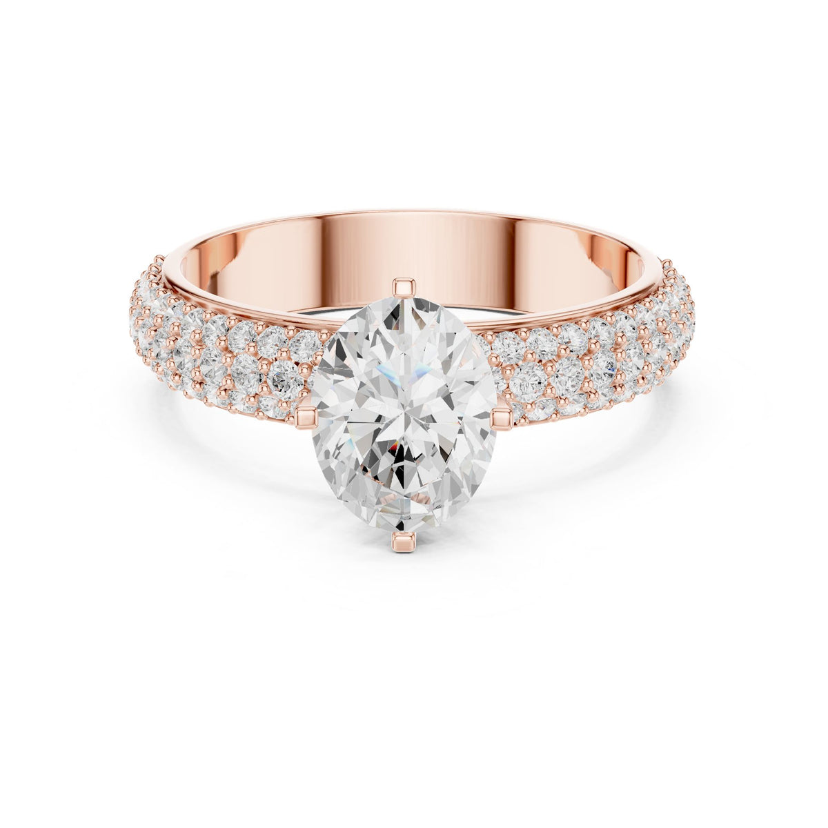 Oval Pave Lab Grown Diamond Engagement Ring