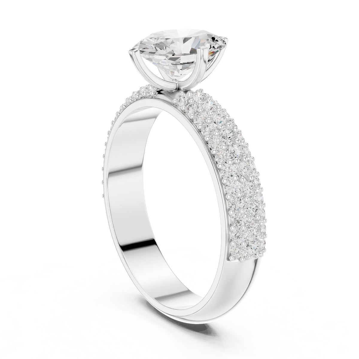 Oval Pave Lab Grown Diamond Engagement Ring