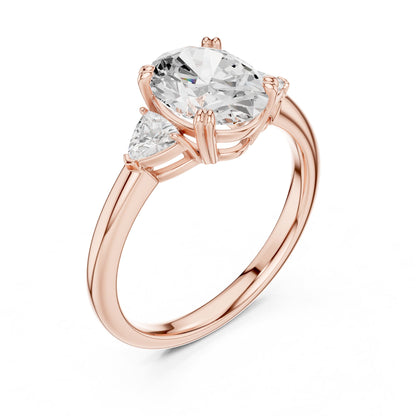Oval Three Stone Lab Grown Diamond Engagement Ring