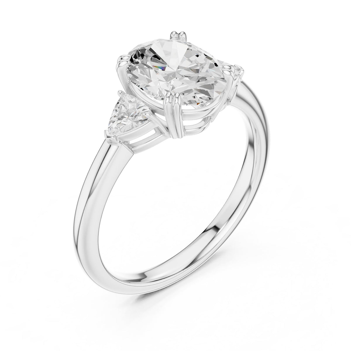 Oval Three Stone Lab Grown Diamond Engagement Ring