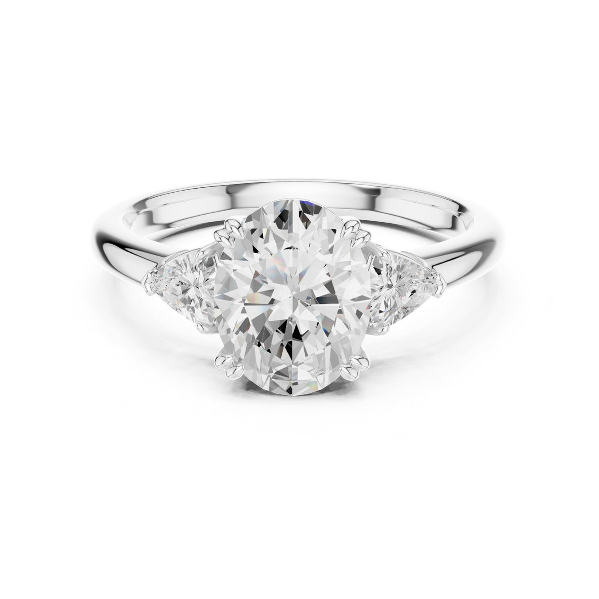 Oval Three Stone Lab Grown Diamond Engagement Ring