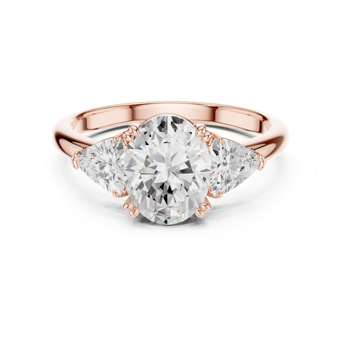 Oval Three Stone Lab Grown Diamond Engagement Ring