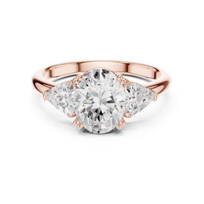 Oval Three Stone Lab Grown Diamond Engagement Ring