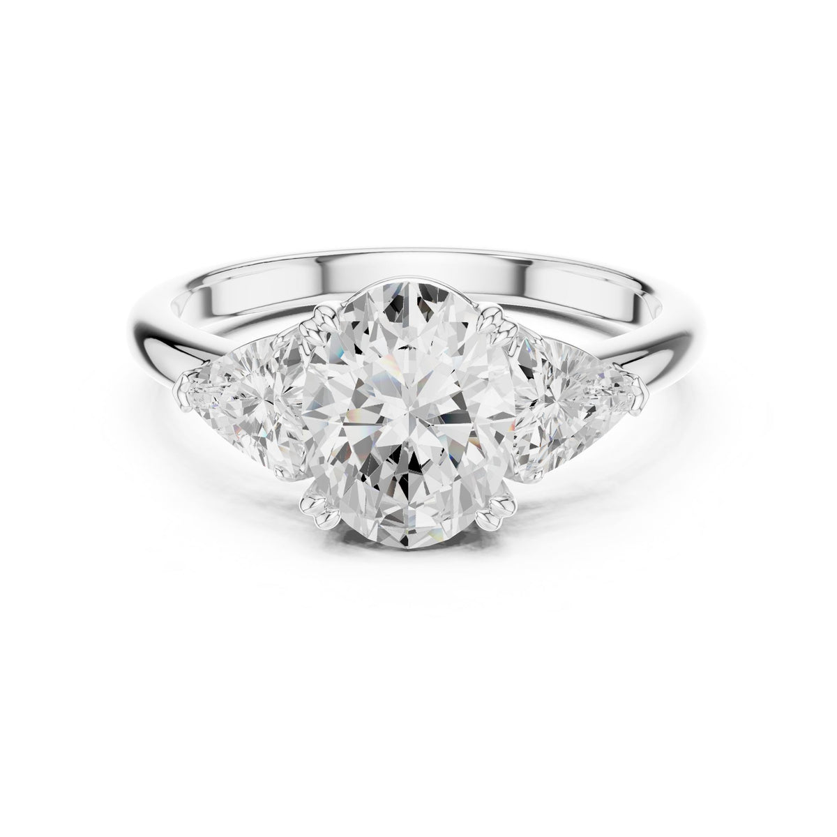 Oval Three Stone Lab Grown Diamond Engagement Ring