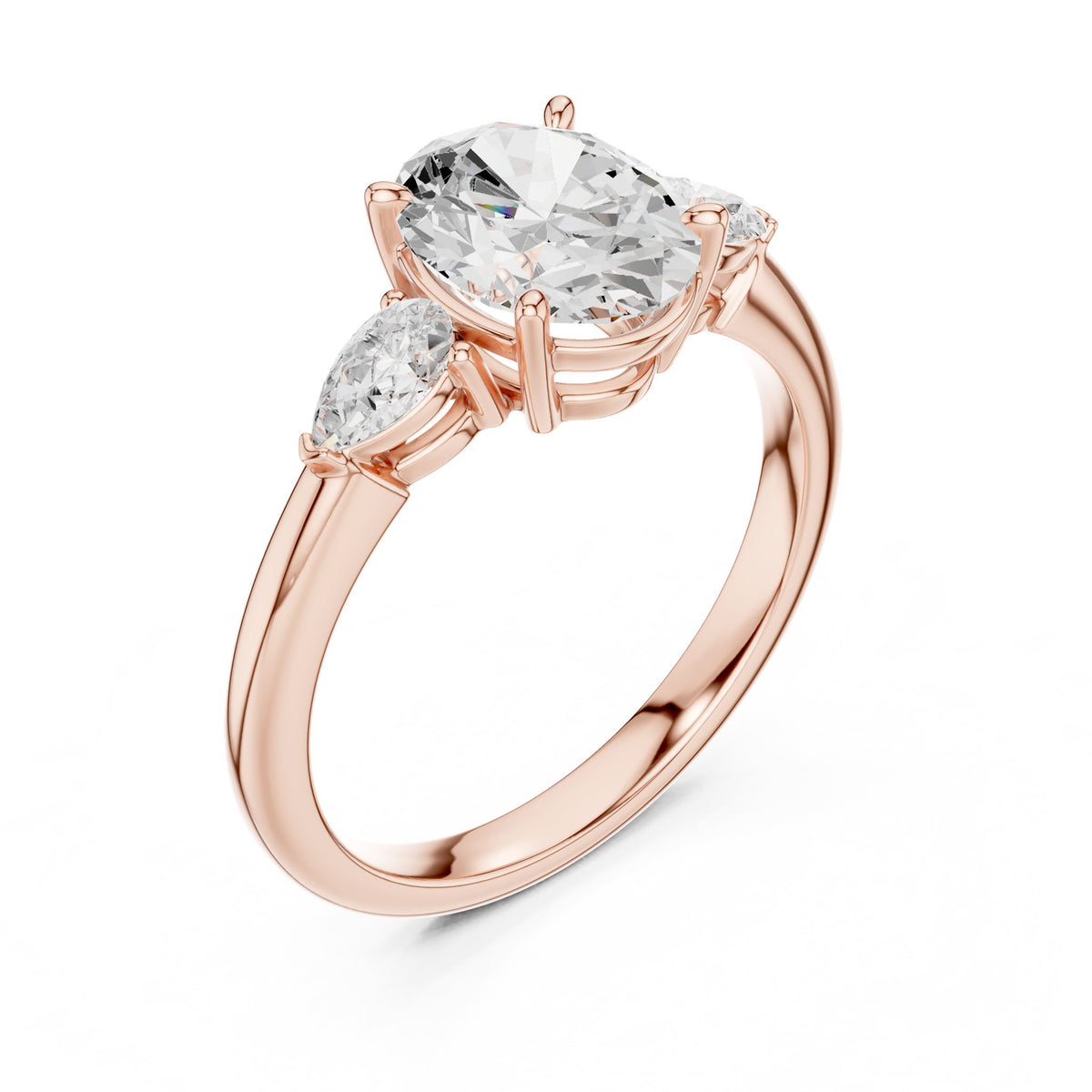 Oval Three Stone Lab Grown Diamond Engagement Ring