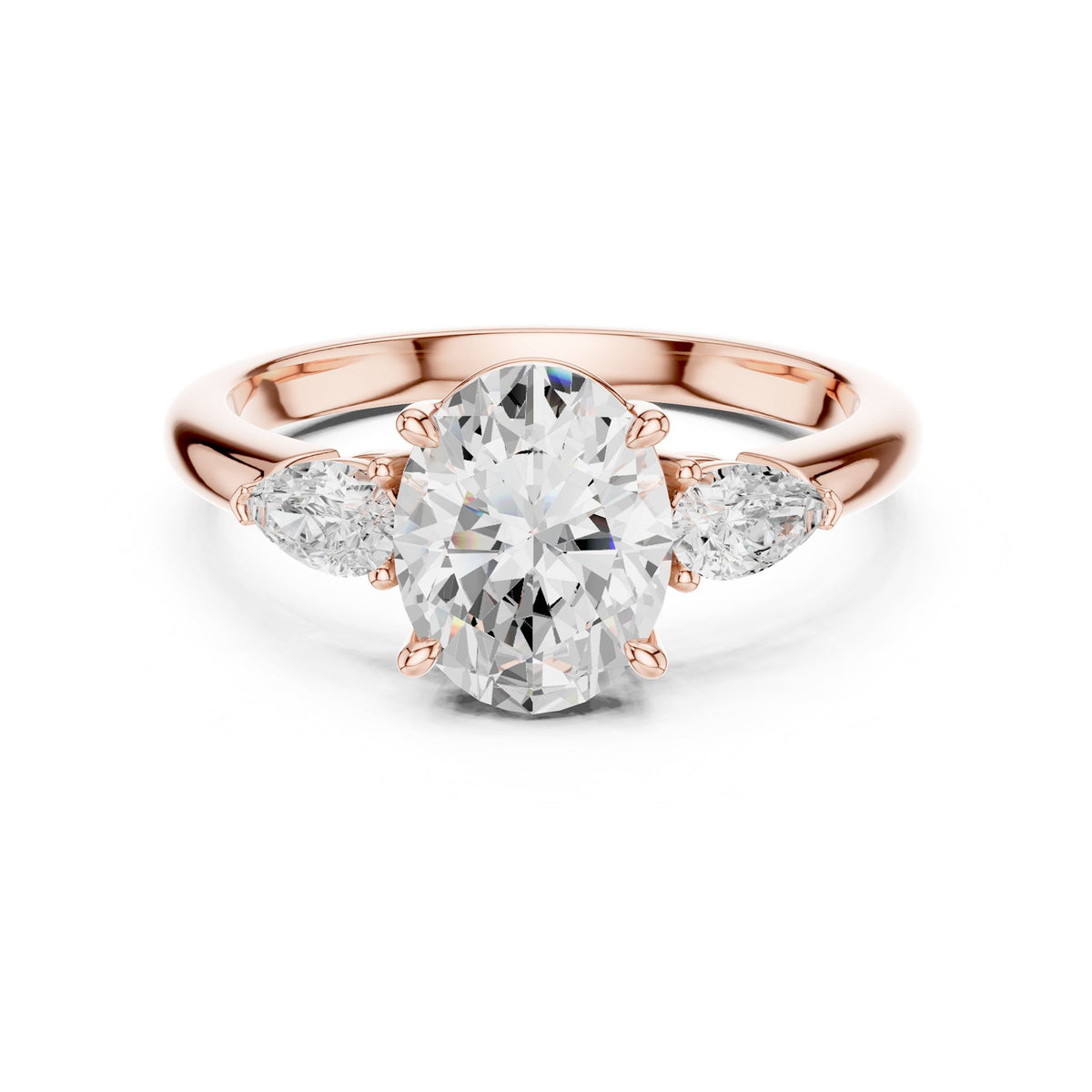 Oval Three Stone Lab Grown Diamond Engagement Ring