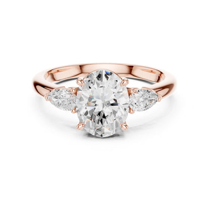 Oval Three Stone Lab Grown Diamond Engagement Ring