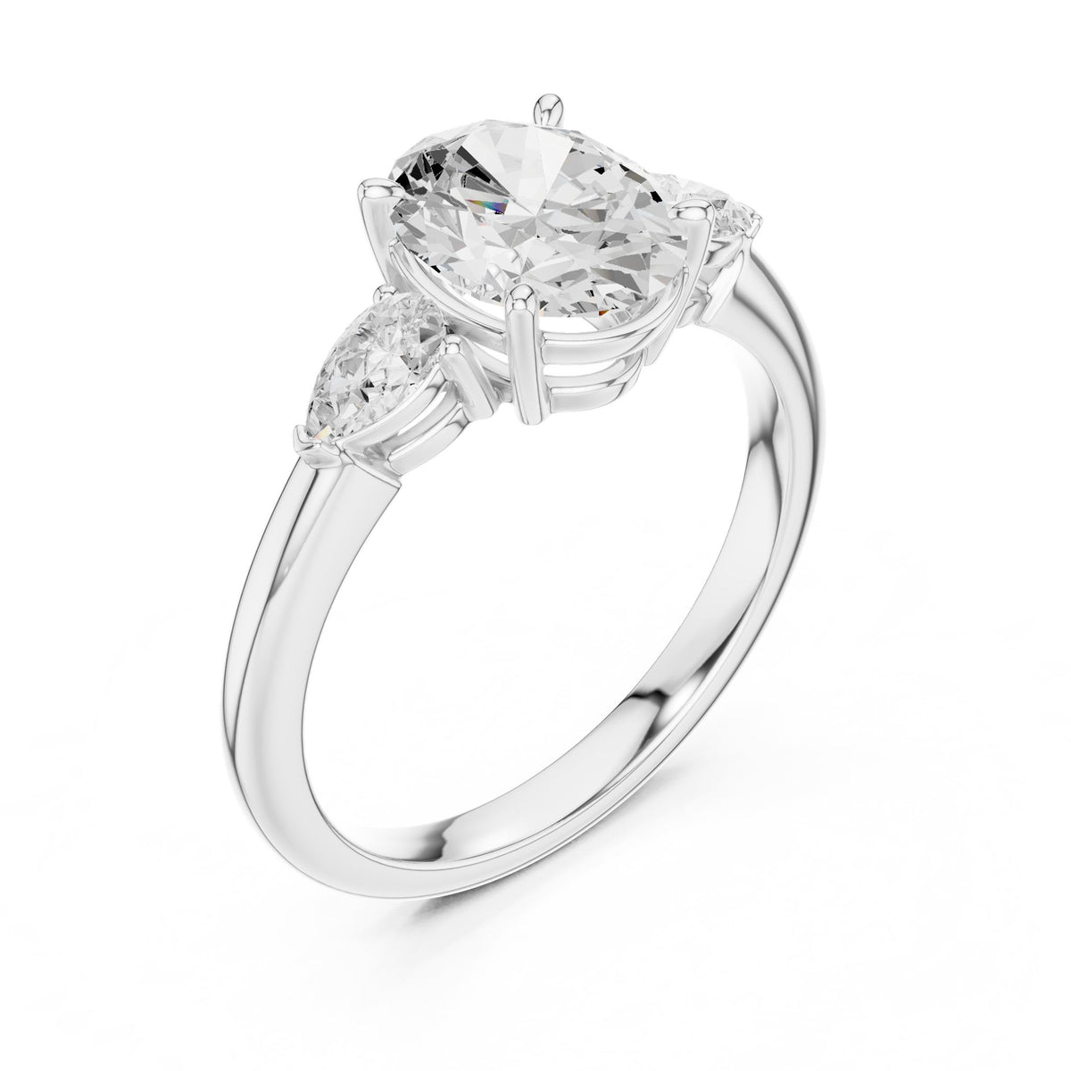 Oval Three Stone Lab Grown Diamond Engagement Ring