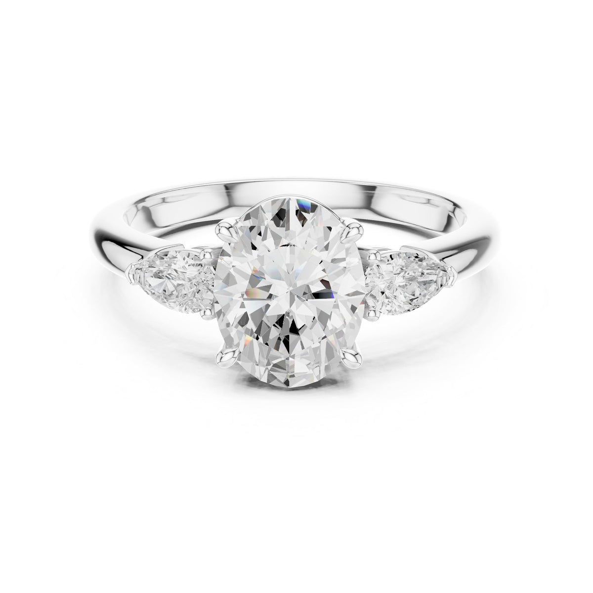 Oval Three Stone Lab Grown Diamond Engagement Ring