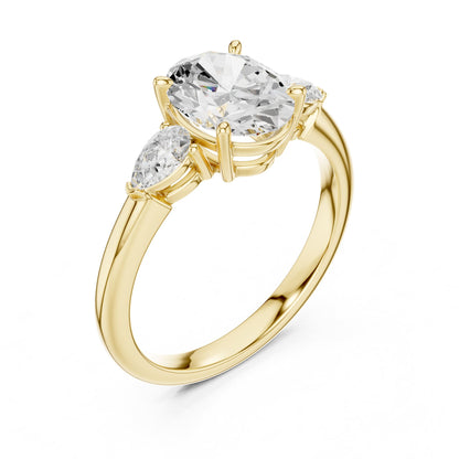 Oval Three Stone Lab Grown Diamond Engagement Ring