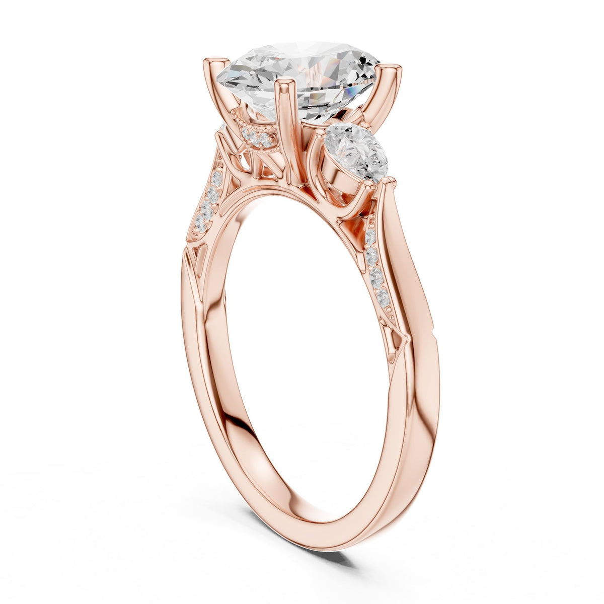 Oval Three Stone Lab Grown Diamond Engagement Ring