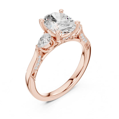 Oval Three Stone Lab Grown Diamond Engagement Ring