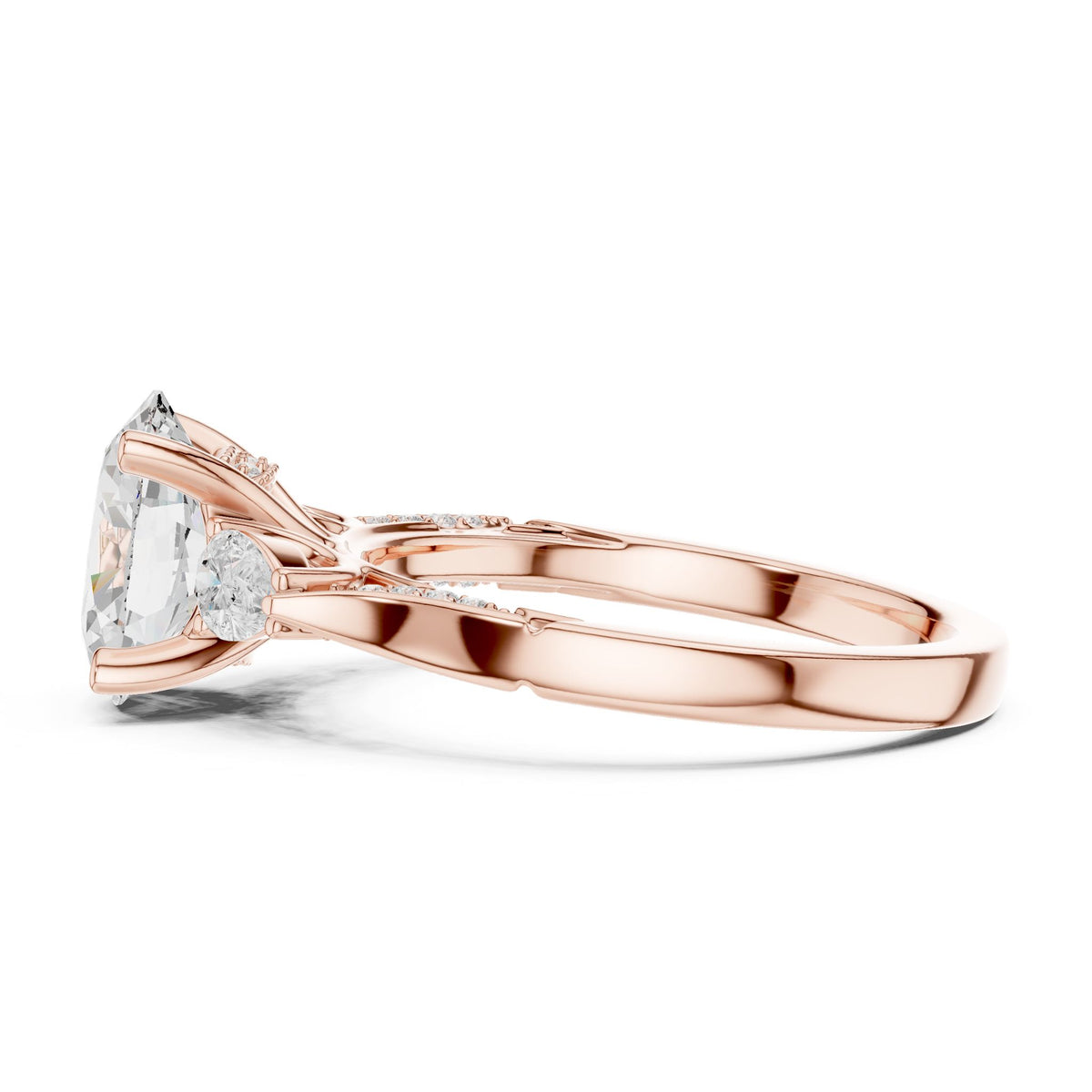 Oval Three Stone Lab Grown Diamond Engagement Ring
