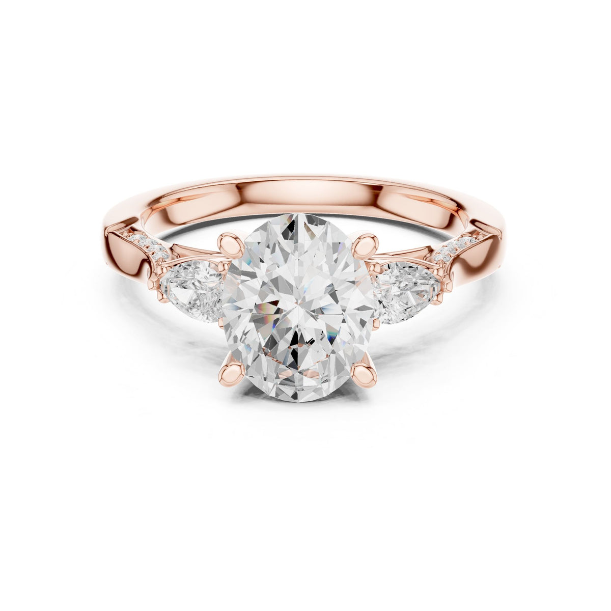 Oval Three Stone Lab Grown Diamond Engagement Ring