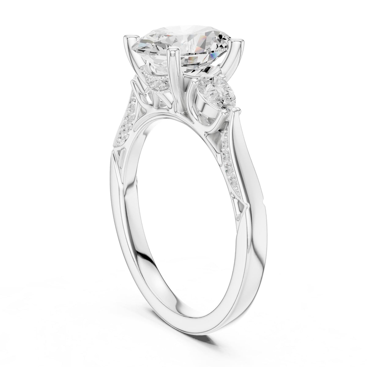 Oval Three Stone Lab Grown Diamond Engagement Ring