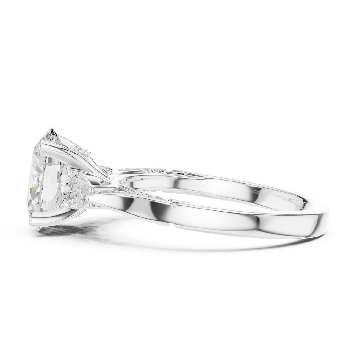 Oval Three Stone Lab Grown Diamond Engagement Ring