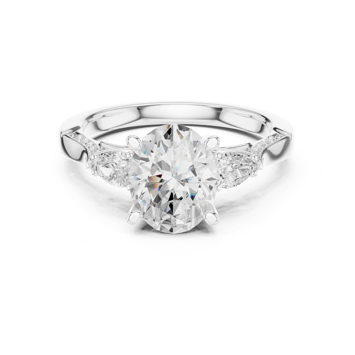 Oval Three Stone Lab Grown Diamond Engagement Ring