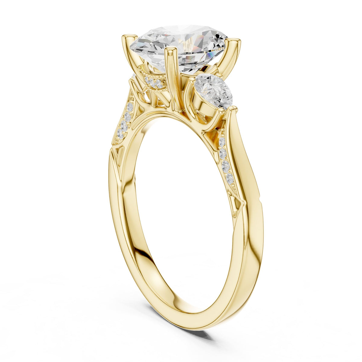 Oval Three Stone Lab Grown Diamond Engagement Ring