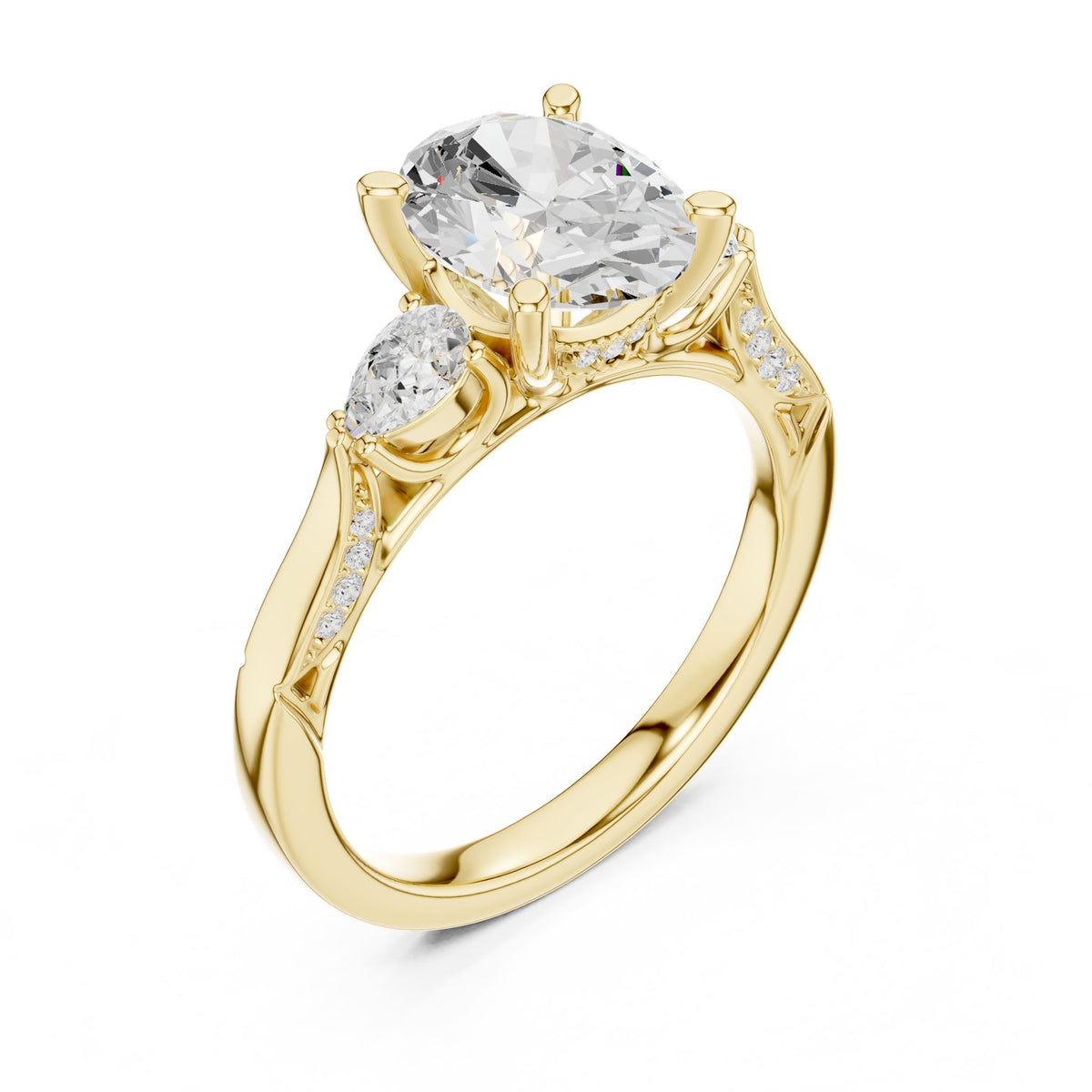 Oval Three Stone Lab Grown Diamond Engagement Ring