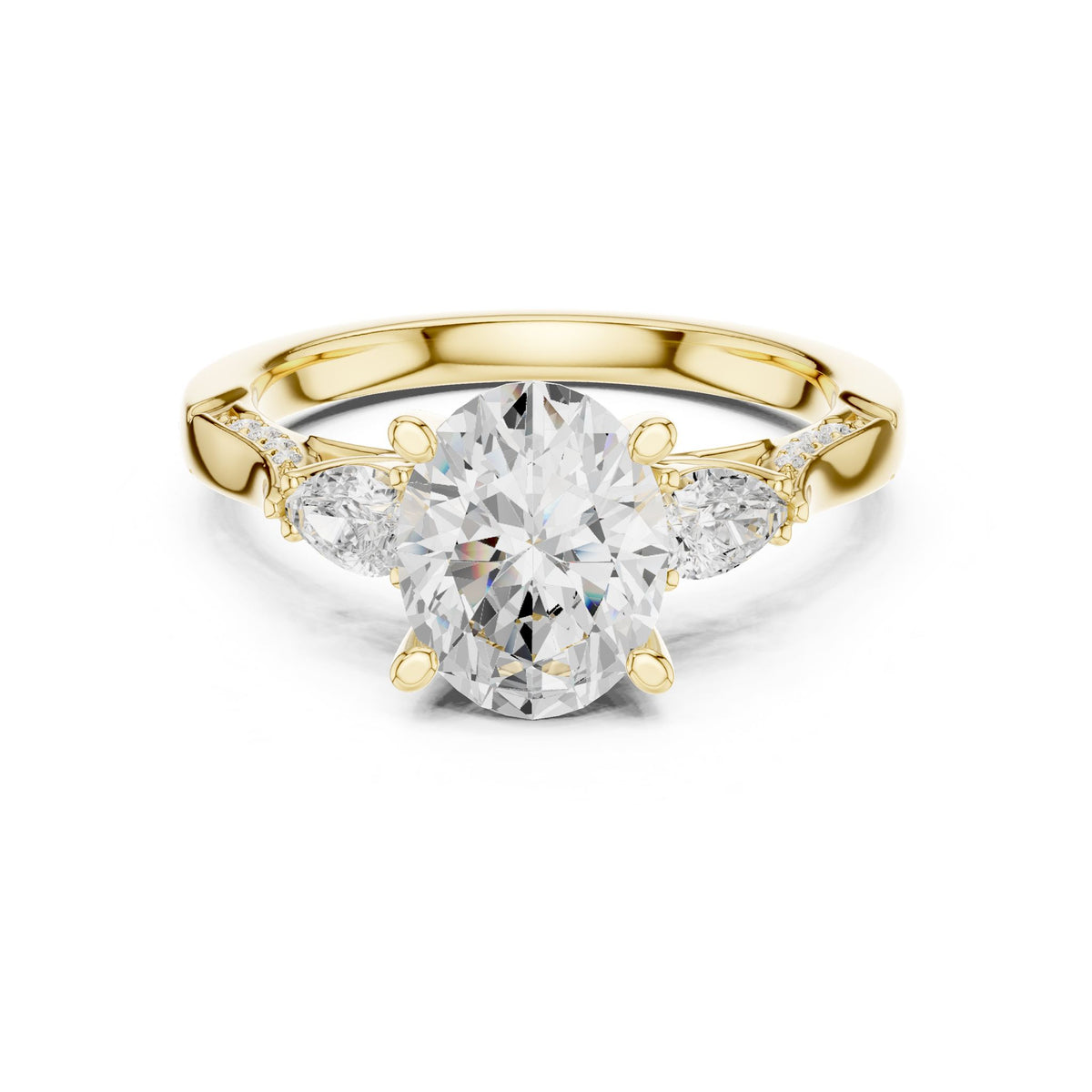 Oval Three Stone Lab Grown Diamond Engagement Ring