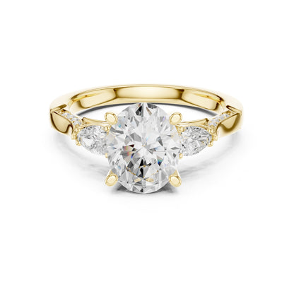 Oval Three Stone Lab Grown Diamond Engagement Ring