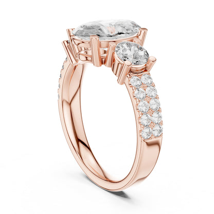 Oval Three Stone Lab Grown Diamond Engagement Ring