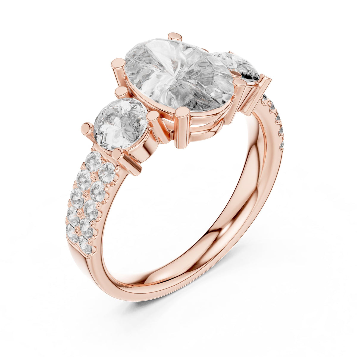 Oval Three Stone Lab Grown Diamond Engagement Ring