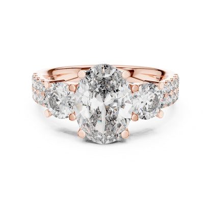 Oval Three Stone Lab Grown Diamond Engagement Ring
