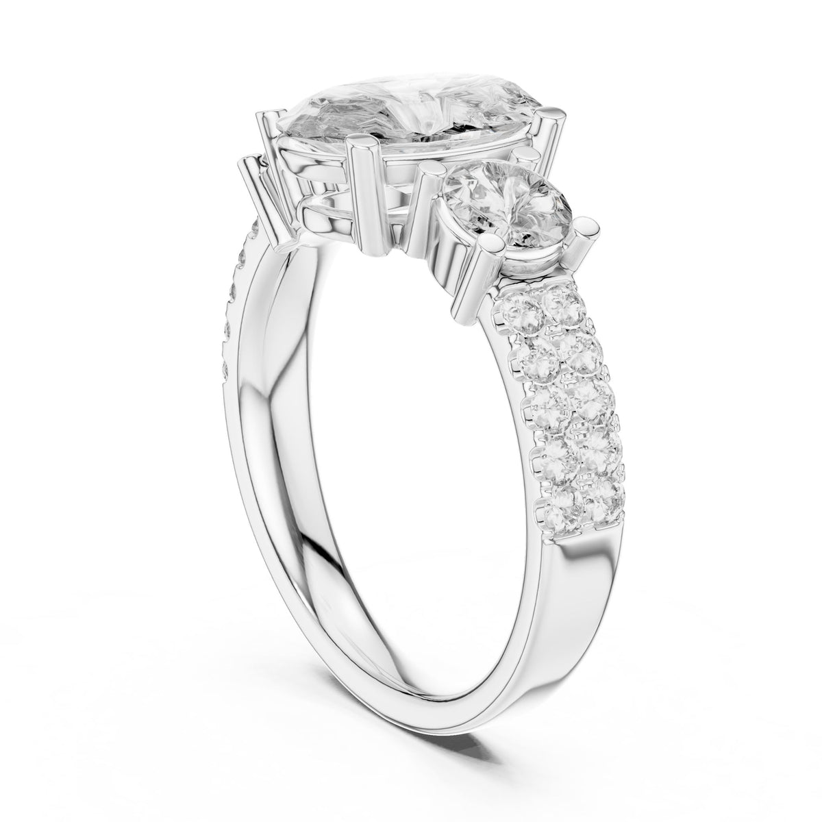 Oval Three Stone Lab Grown Diamond Engagement Ring