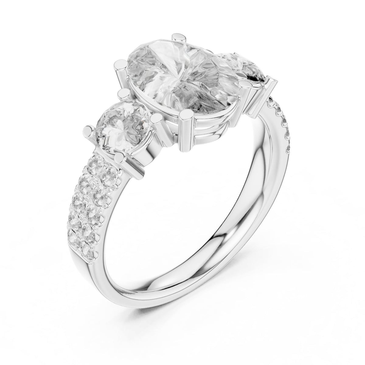 Oval Three Stone Lab Grown Diamond Engagement Ring