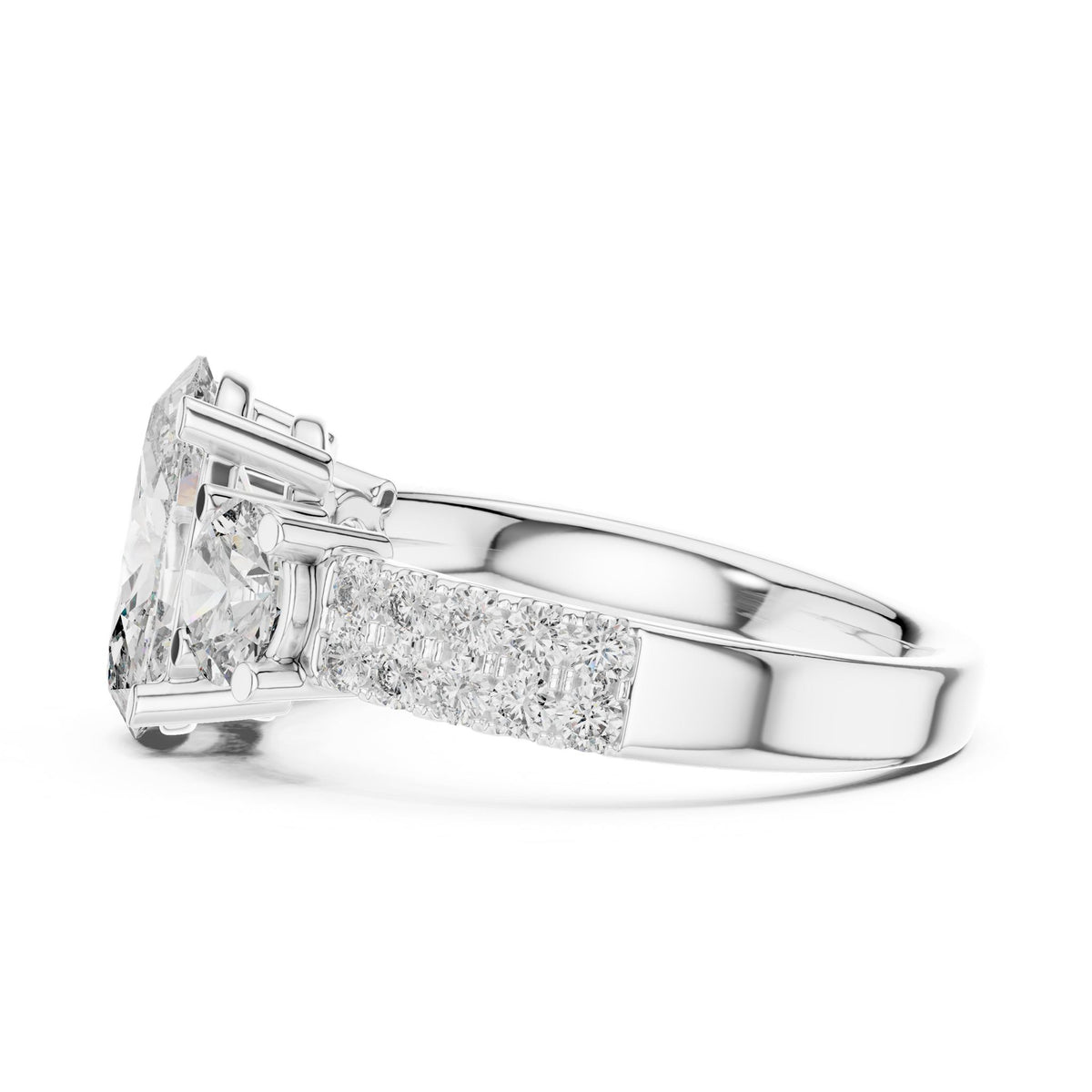 Oval Three Stone Lab Grown Diamond Engagement Ring