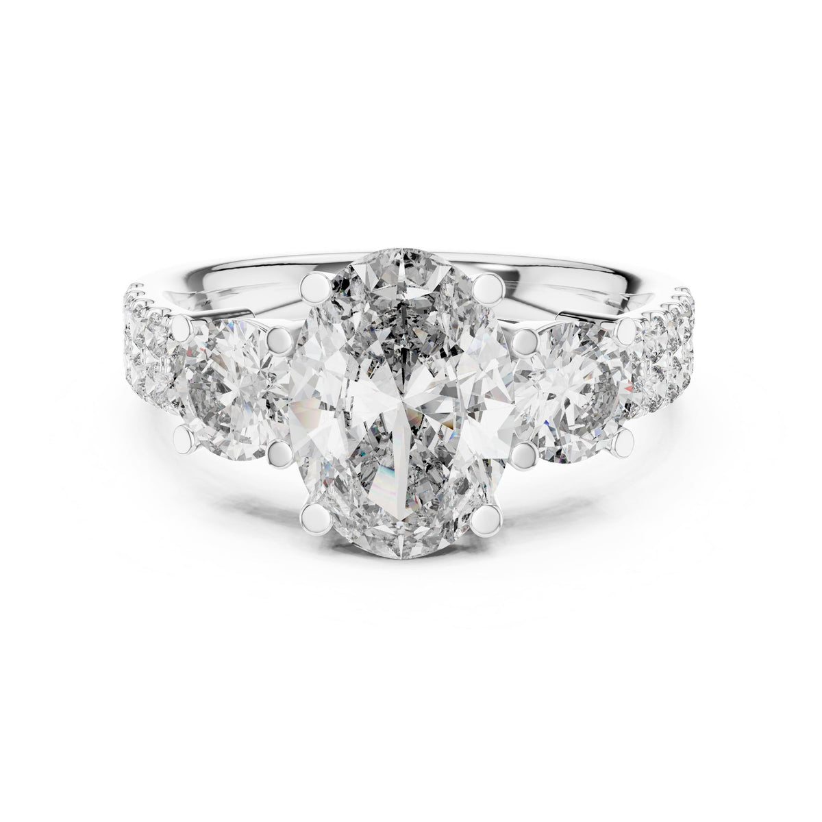 Oval Three Stone Lab Grown Diamond Engagement Ring
