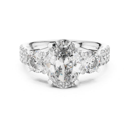 Oval Three Stone Lab Grown Diamond Engagement Ring