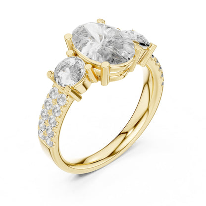 Oval Three Stone Lab Grown Diamond Engagement Ring