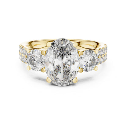 Oval Three Stone Lab Grown Diamond Engagement Ring