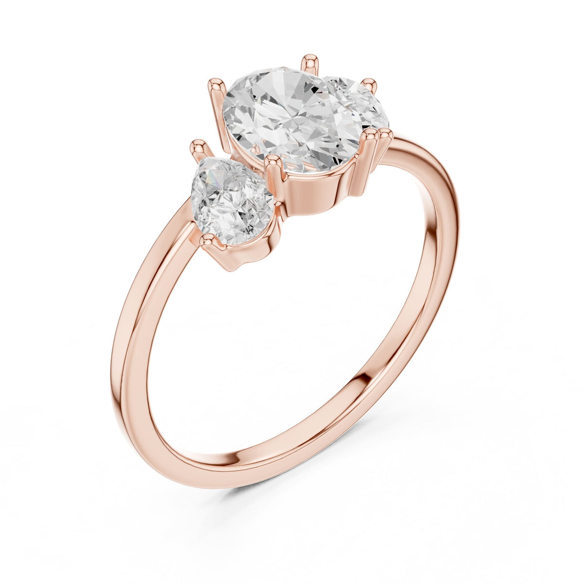 Oval Three Stone Lab Grown Diamond Engagement Ring