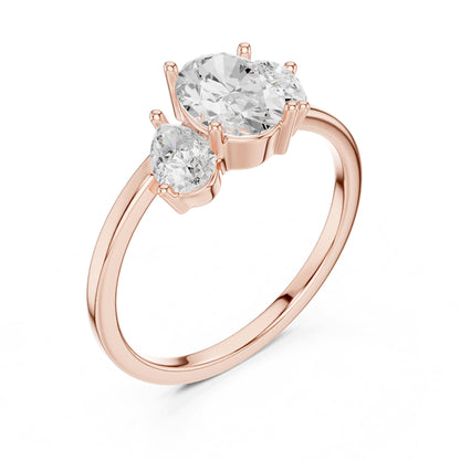 Oval Three Stone Lab Grown Diamond Engagement Ring