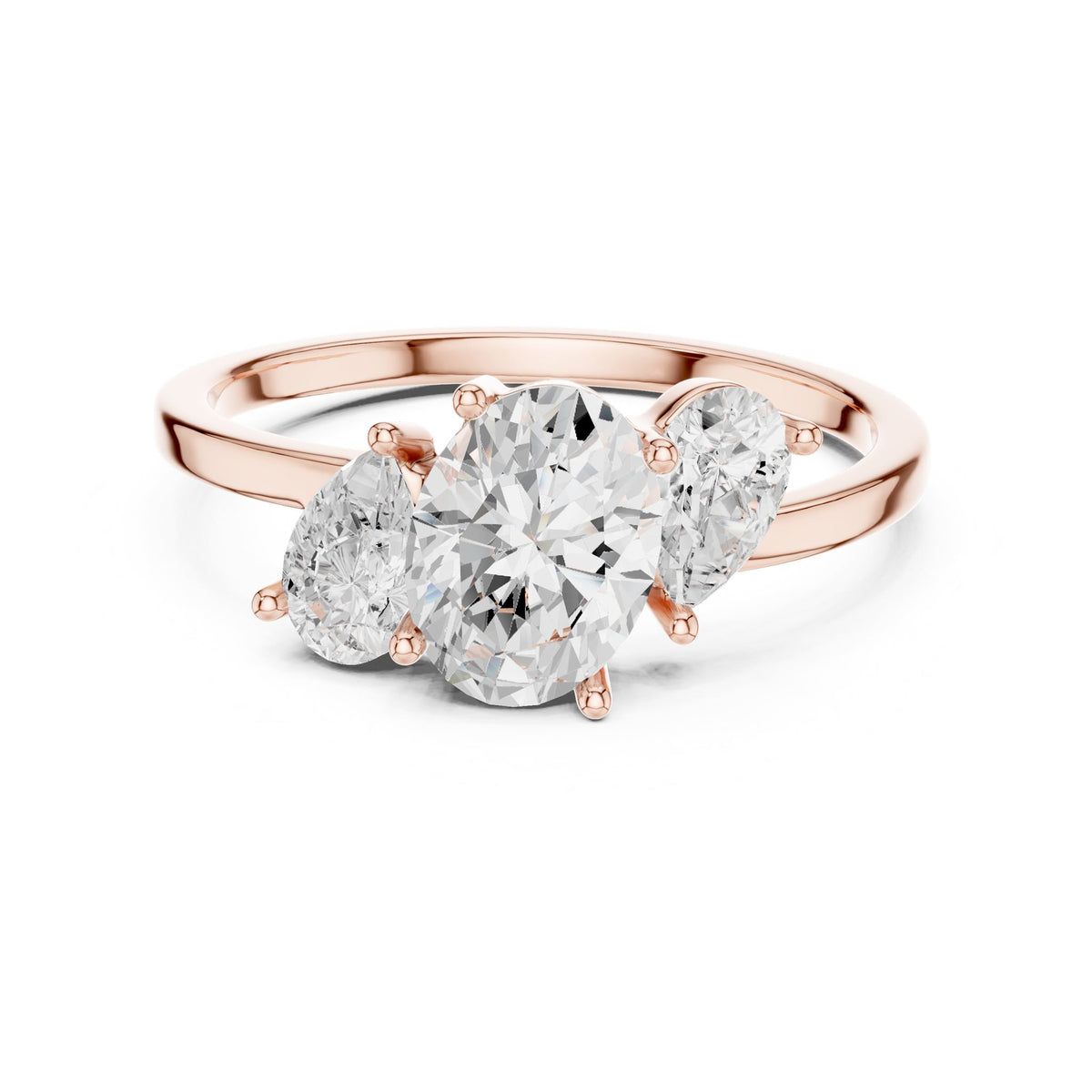 Oval Three Stone Lab Grown Diamond Engagement Ring