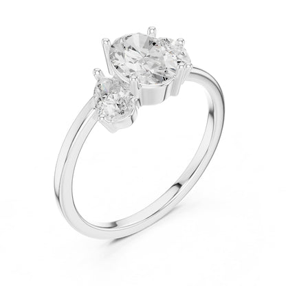 Oval Three Stone Lab Grown Diamond Engagement Ring