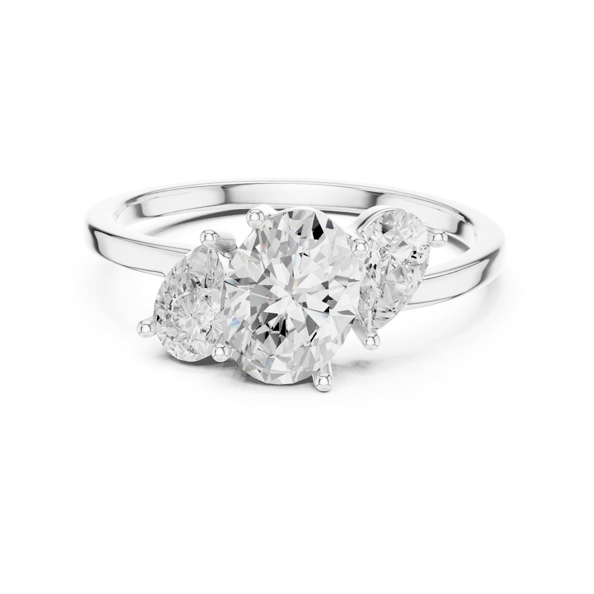 Oval Three Stone Lab Grown Diamond Engagement Ring