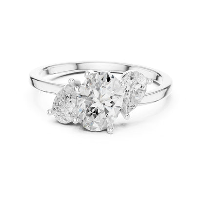 Oval Three Stone Lab Grown Diamond Engagement Ring