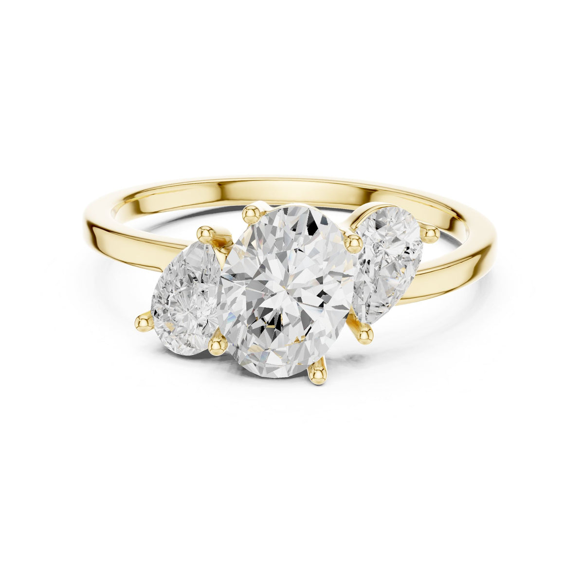 Oval Three Stone Lab Grown Diamond Engagement Ring
