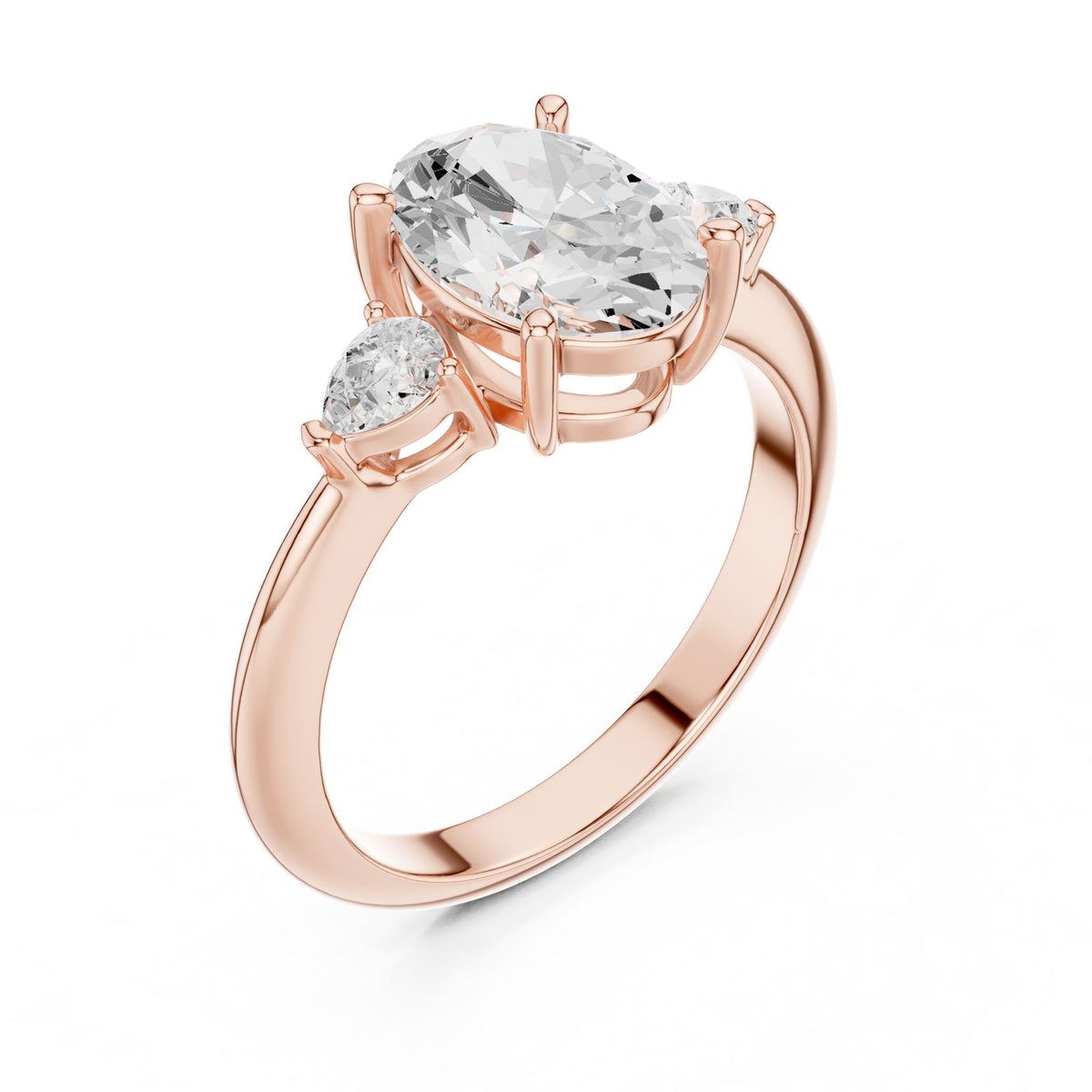 Oval Three Stone Lab Grown Diamond Engagement Ring