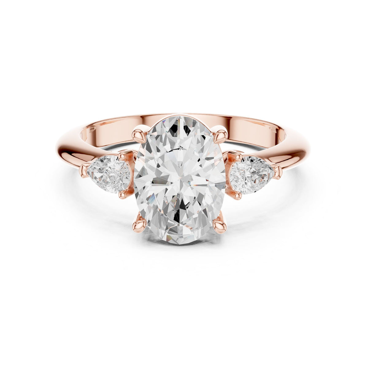 Oval Three Stone Lab Grown Diamond Engagement Ring
