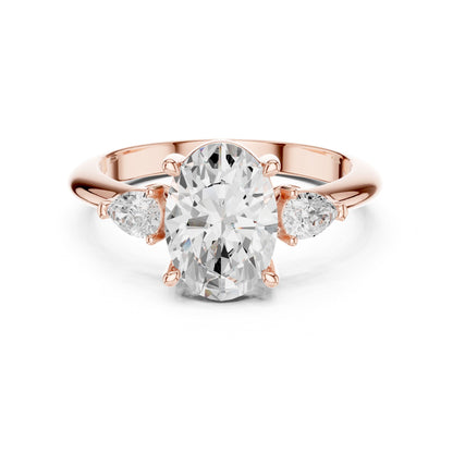 Oval Three Stone Lab Grown Diamond Engagement Ring