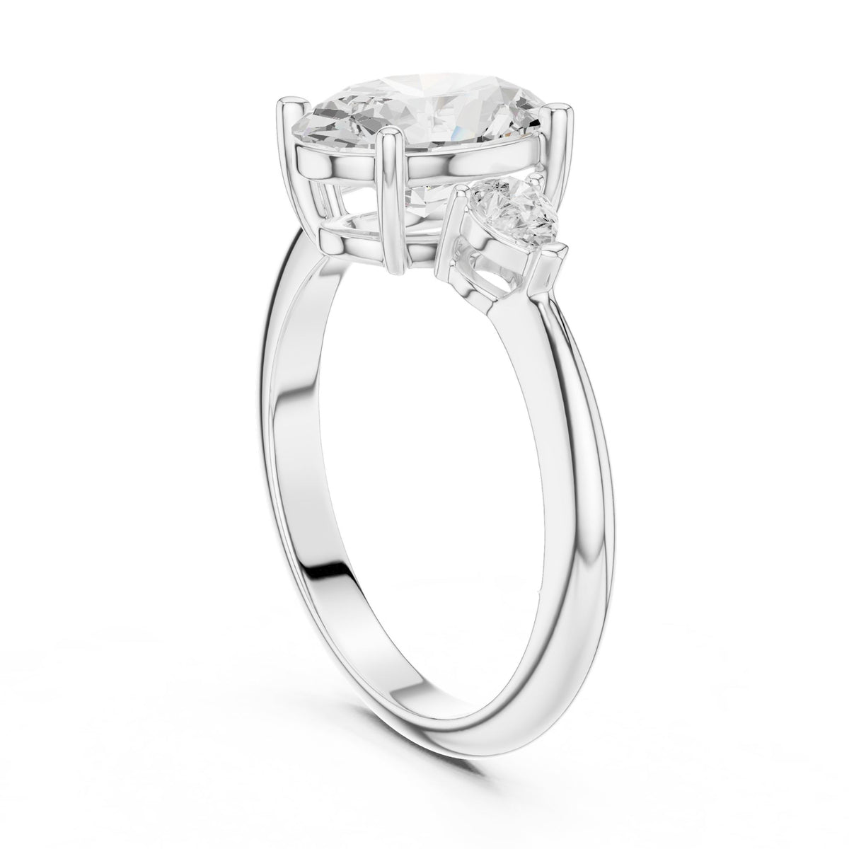 Oval Three Stone Lab Grown Diamond Engagement Ring